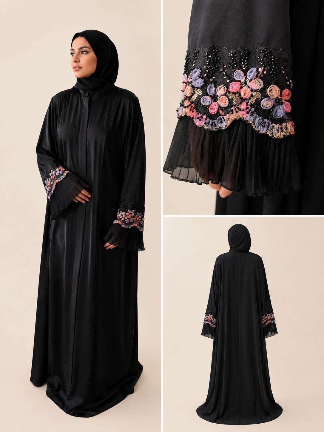 عبايه شغل علي الاكمام